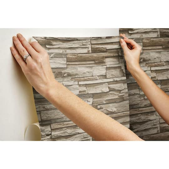 RoomMates Stacked Stone Peel & Stick Wallpaper